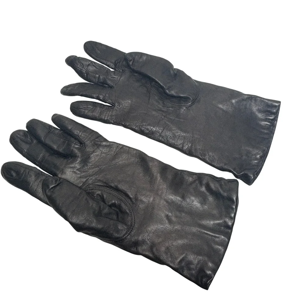 VTG‎ Leather Gloves Black Cashmere Lined Winter Made in Hungary Women Sz 8 M / L